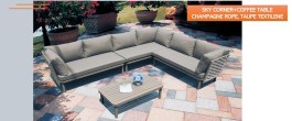 SKY OUTDOOR CORNER SET WITH COFFEE TABLE CHAMPAGNE ROPE 14154 SKY ΓΩΝΙΑΚΟ ΣΕΤ ΚΗΠΟΥ ΜΕ ΤΡΑΠΕΖΙ ΣΑΛΟΝΙΟΥ ΚΑΙ ΣΑΜΠΑΝΙΖΕ ΣΧΟΙΝΙ 14154